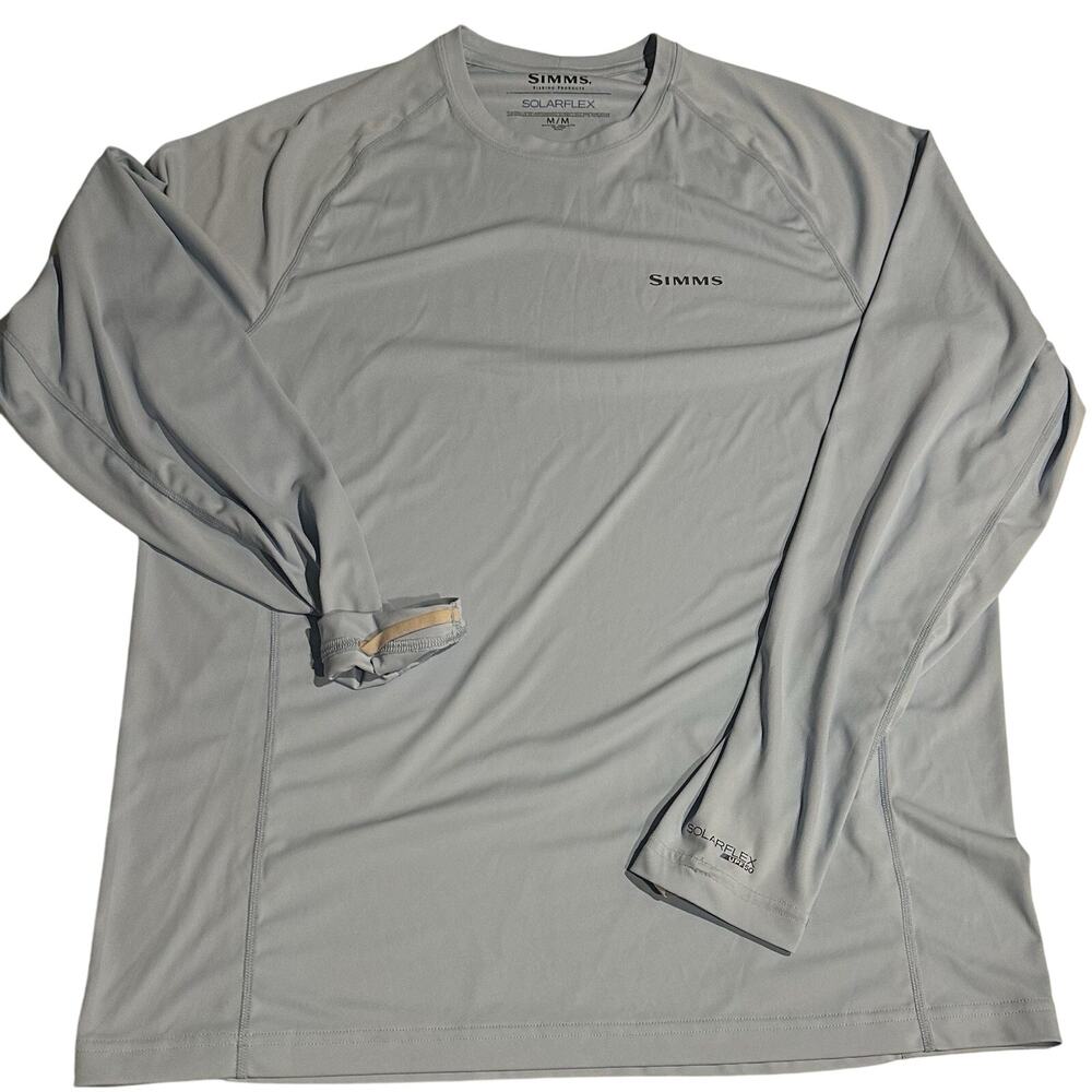 Simms Fishing Solarflex Crewneck LS Shirt Storm Heather Performance 50UPF Medium